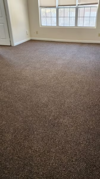 The same brown living room carpet clean and refreshed after professional cleaning